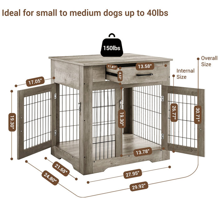 Tucker Murphy Pet™ 29.9"L Wood Look Dog Kennel End Table With Drawer